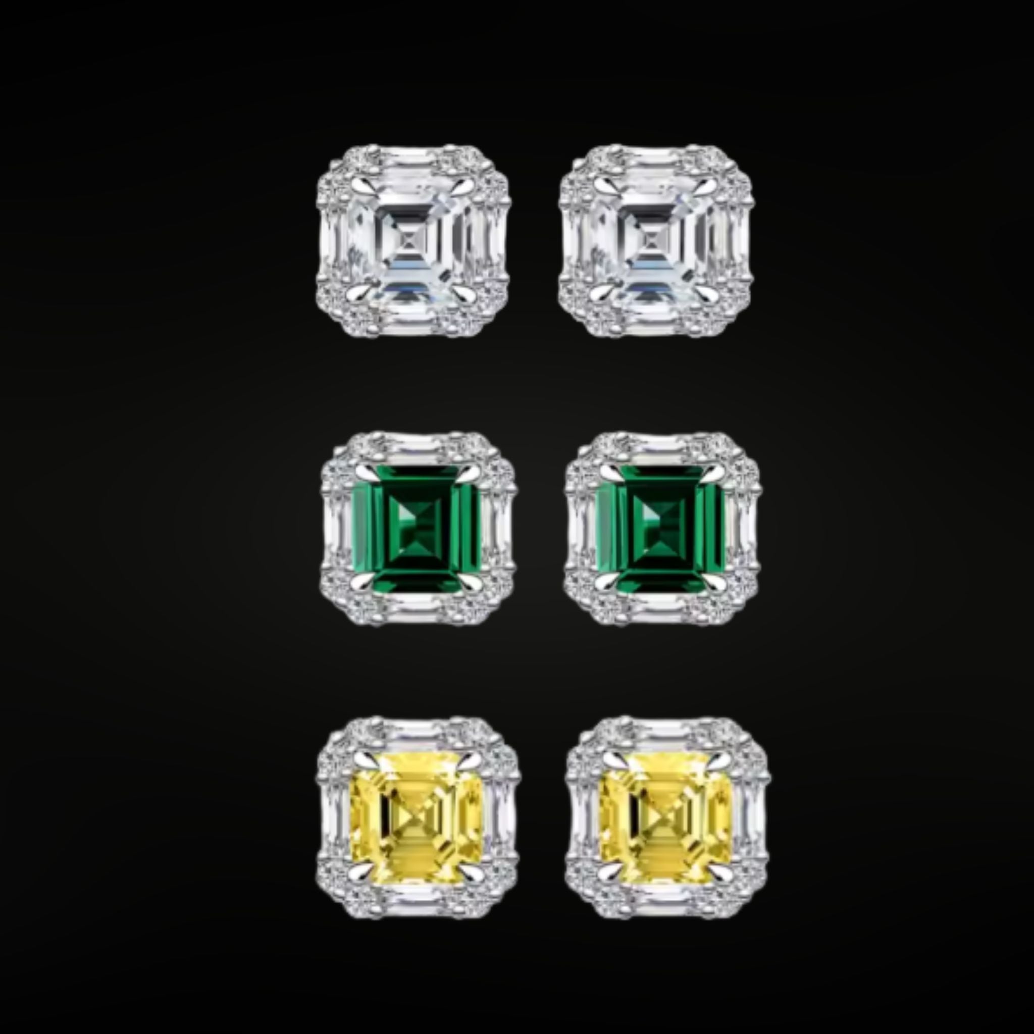 ÉCLATINE Made | Cushion Cut Color Gem Stud Earrings (2ct Each)