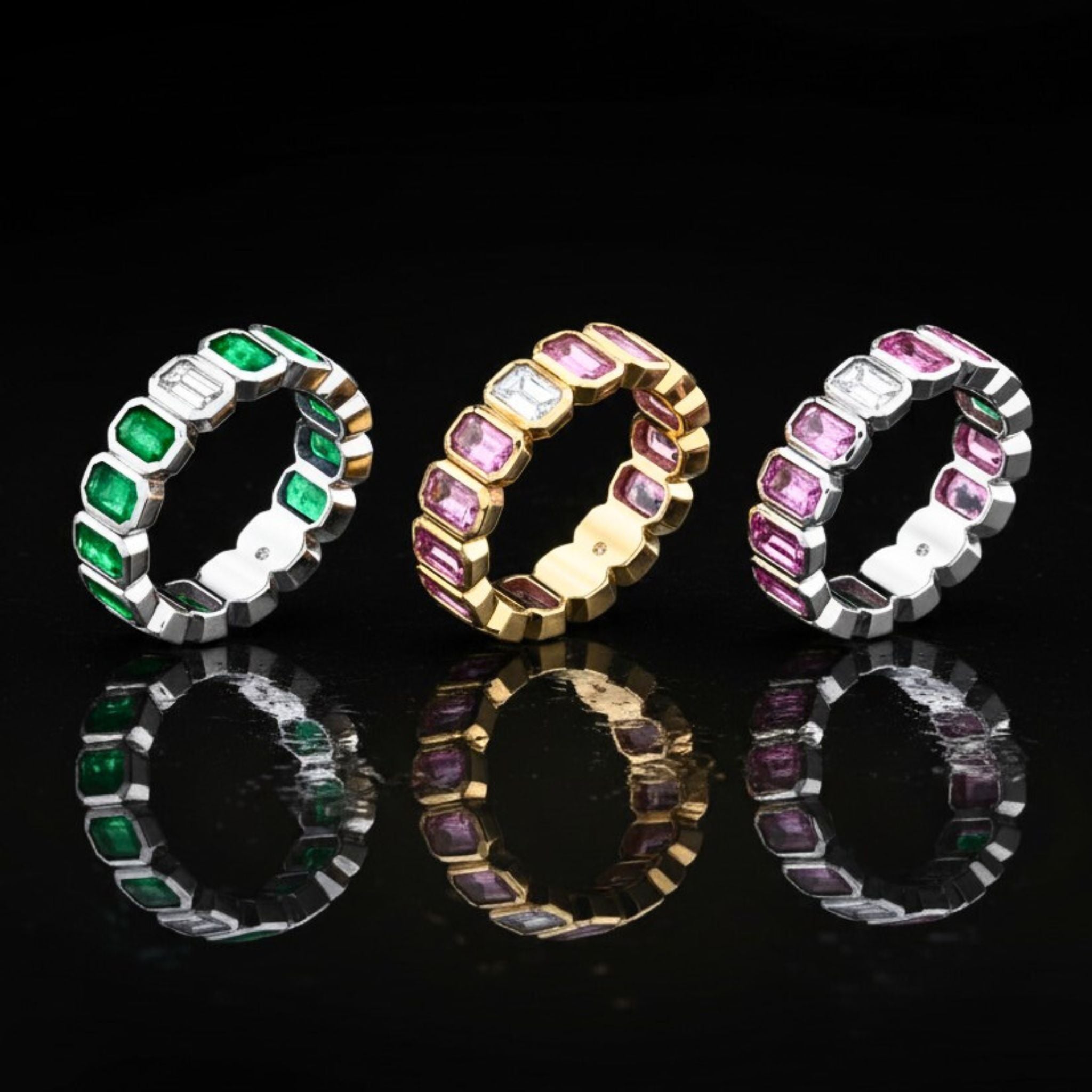 ÉCLATINE Micro Pavé Pink Ruby Eternity Band