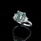 ÉCLATINE Color Gem | Cyan Emerald-Cut Moissanite Ring — 4.0ct (8×10mm)