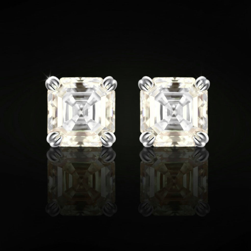 ÉCLATINE Classic Asscher Cut Stud Earrings (approx. 2ct Each)