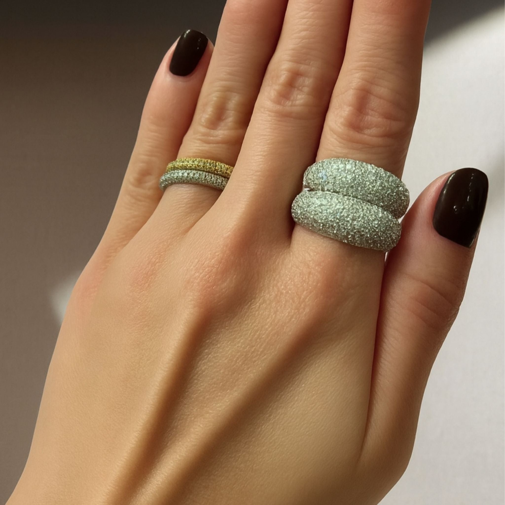 *Now Available in Gold -  ÉCLATINE Luxe Pavé Dome Moissanite Ring | Statement Sparkle