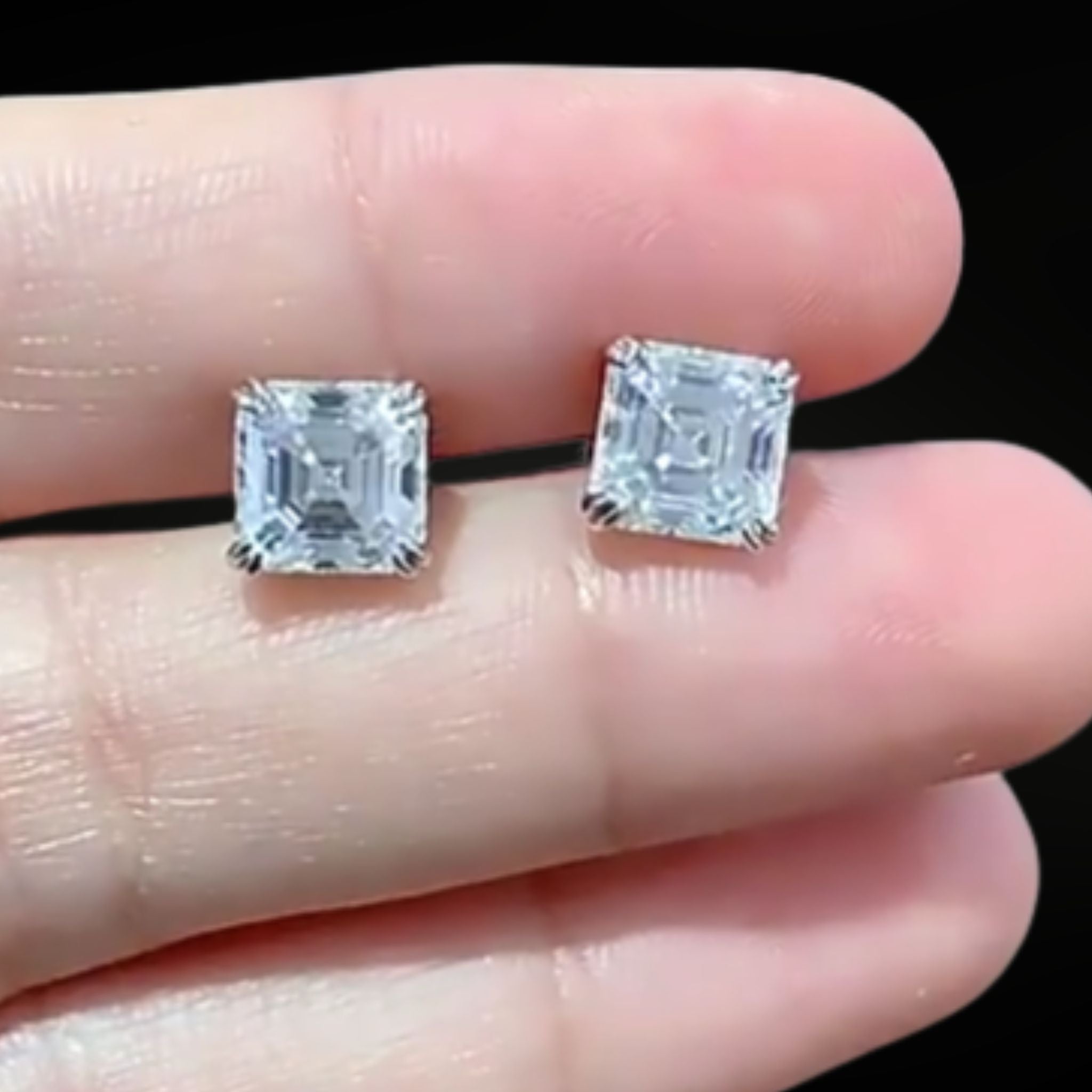 ÉCLATINE Classic Asscher Cut Stud Earrings (approx. 2ct Each)