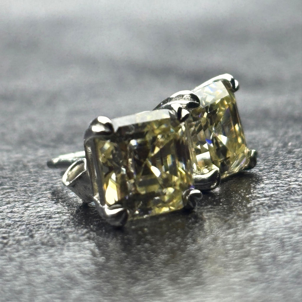 ÉCLATINE Classic Asscher Cut Stud Earrings (approx. 2ct Each)