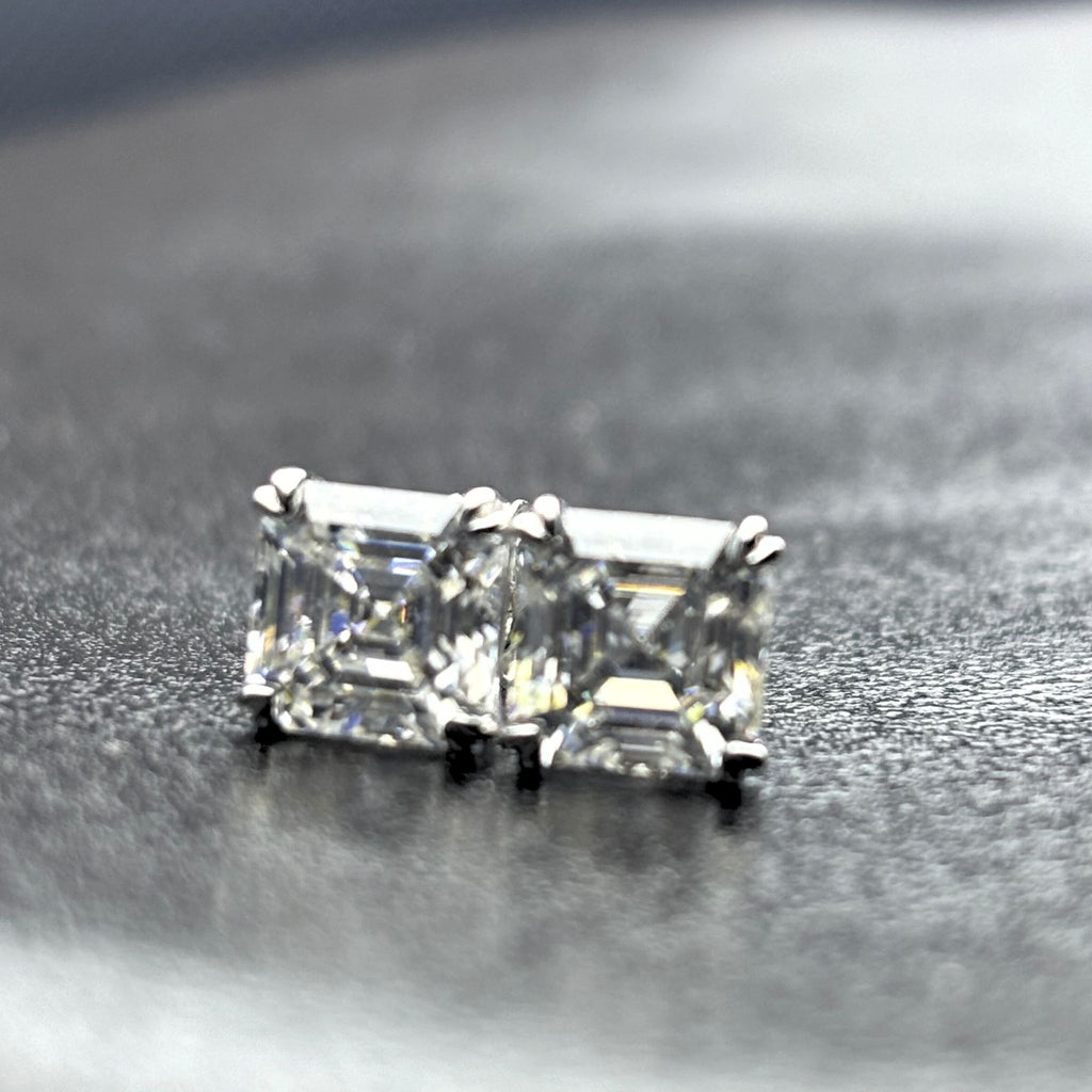 ÉCLATINE Classic Asscher Cut Stud Earrings (approx. 2ct Each)