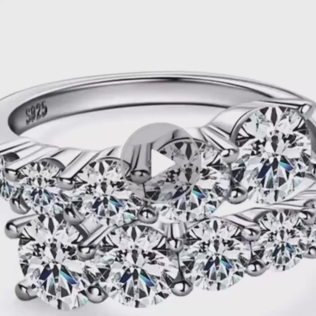 ÉCLATINE Arc Brilliance Multi-Row Moissanite Ring (925 Sterling Silver · White / Yellow Gold Plated)