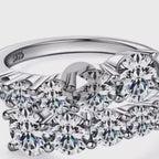 ÉCLATINE Arc Brilliance Multi-Row Moissanite Ring (925 Sterling Silver · White / Yellow Gold Plated)