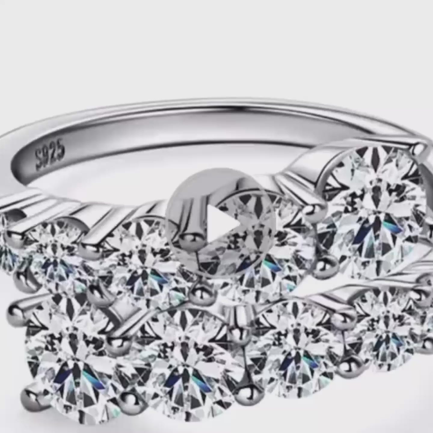 ÉCLATINE Arc Brilliance Multi-Row Moissanite Ring (925 Sterling Silver · White / Yellow Gold Plated)