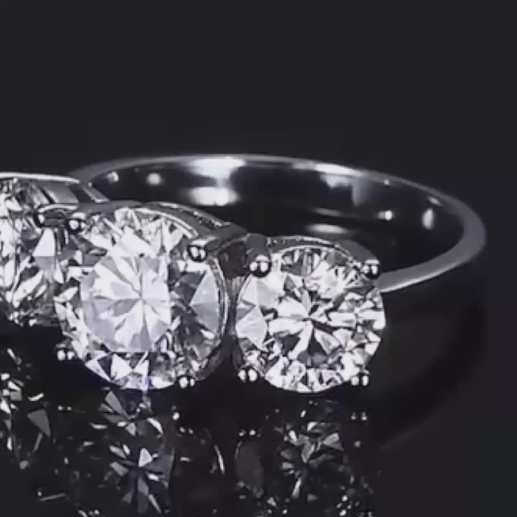 ÉCLATINE Trinity 3-Stone Moissanite Engagement Ring (2.0ct + 1.0ct × 2 | 925 Silver)