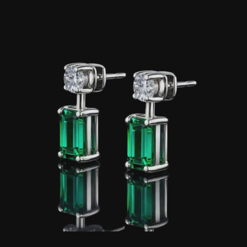 ✦ÉCLATINE Made |Emerald-Cut Lab Emerald Necklace & Earring Set