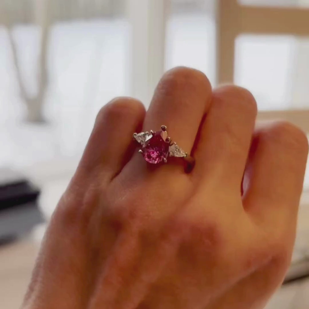 ÉCLATINE | 14K Solid White Gold Color Gem Ring – Pink Aurora 2ct Moissanite