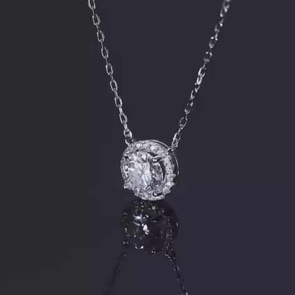 ÉCLATINE Quiey Luxury Halo Moissanite Pendant Necklace (1.0ct | 925 Silver)