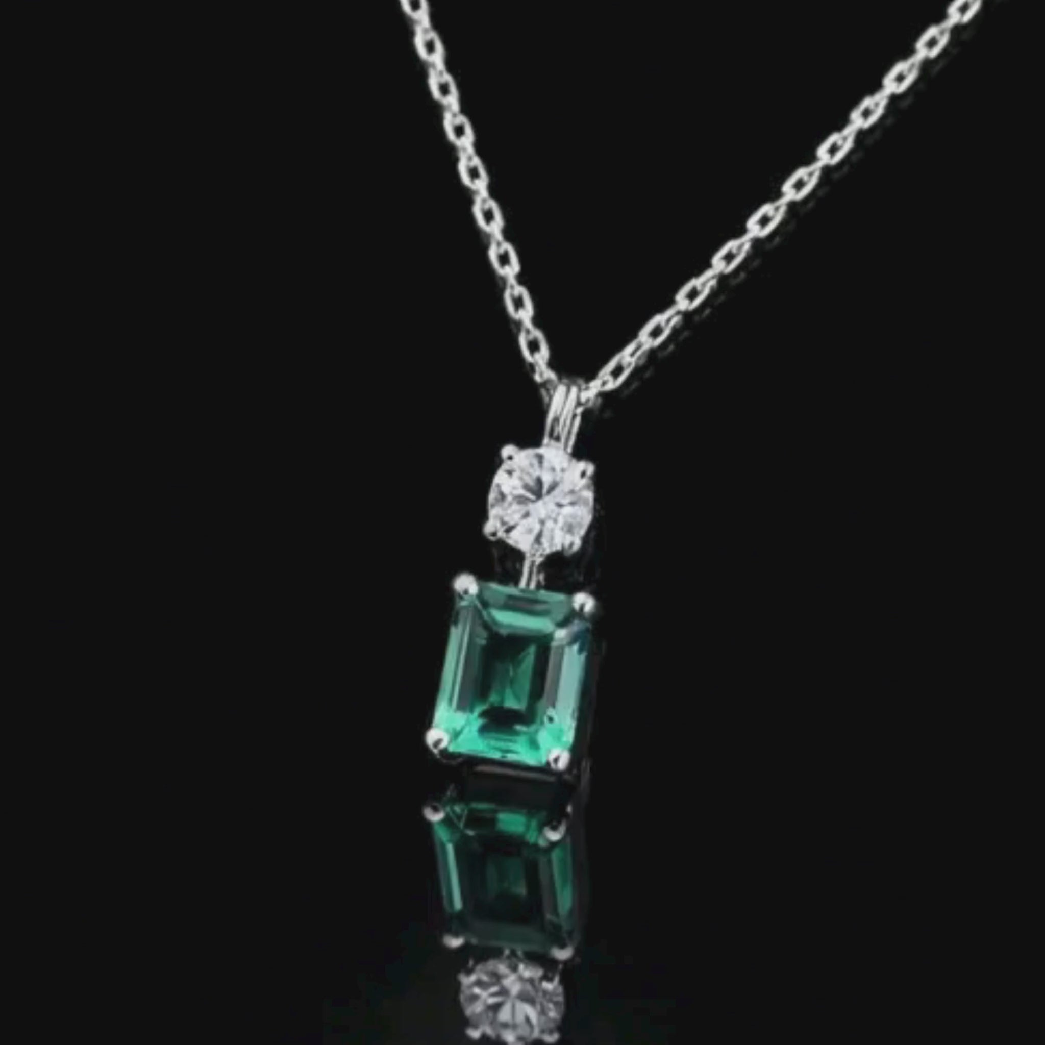 ✦ÉCLATINE Made |Emerald-Cut Lab Emerald Necklace & Earring Set