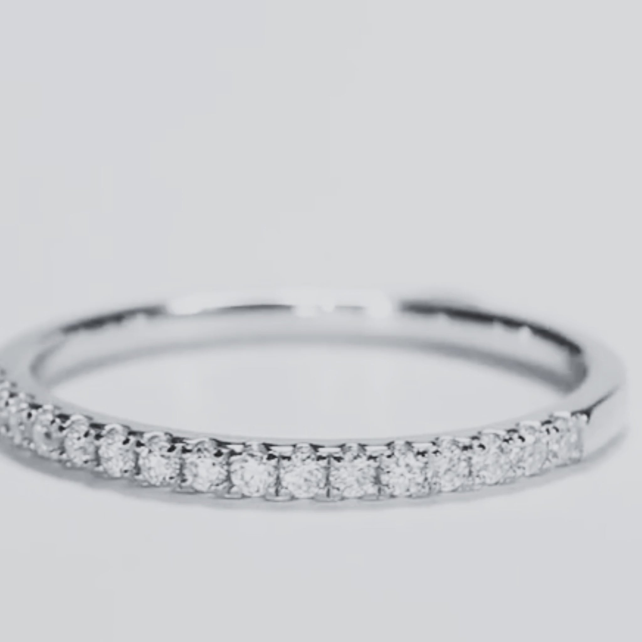Moissanite pavé wedding band in 925 sterling silver