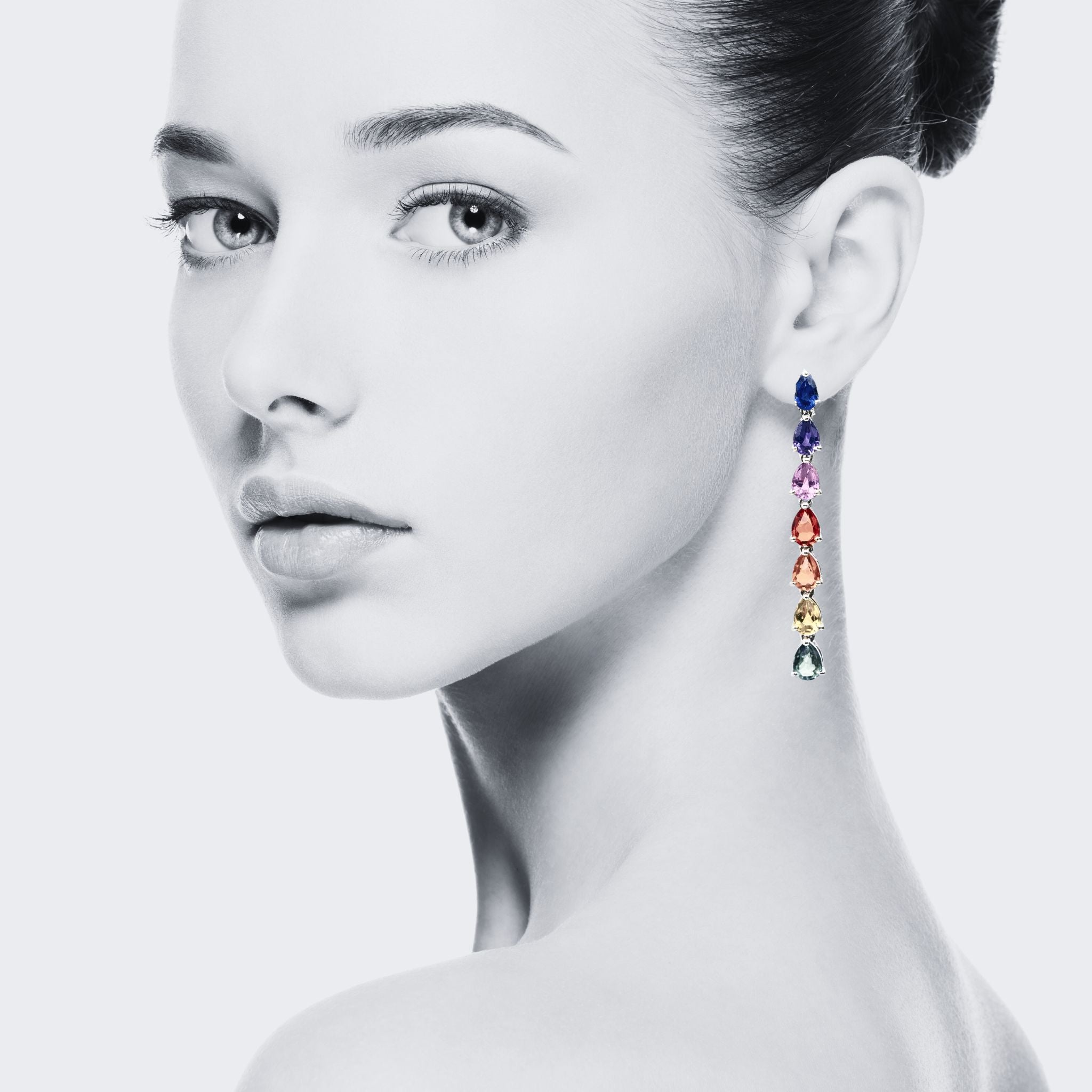 ✦ÉCLATINE Made|  Rainbow Drop Earrings | Lab-Grown Sapphire