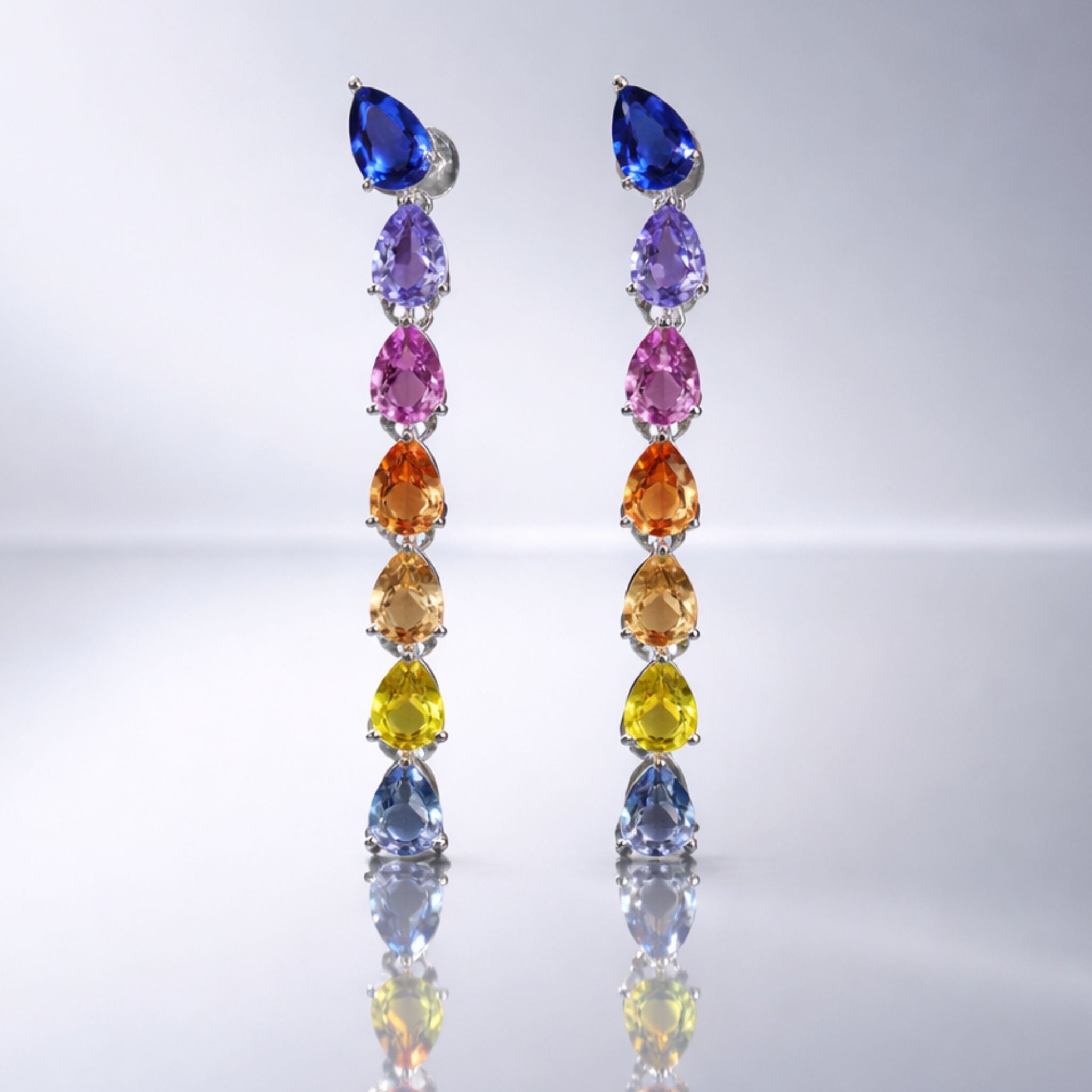 ✦ÉCLATINE Made|  Rainbow Drop Earrings | Lab-Grown Sapphire