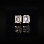 ÉCLATINE | 14K Solid Yellow Gold Classic Bezel Emerald Cut Stud Earrings (5×7mm)