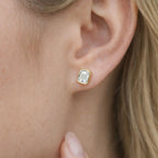 ÉCLATINE | 14K Solid Yellow Gold Classic Bezel Emerald Cut Stud Earrings (5×7mm)